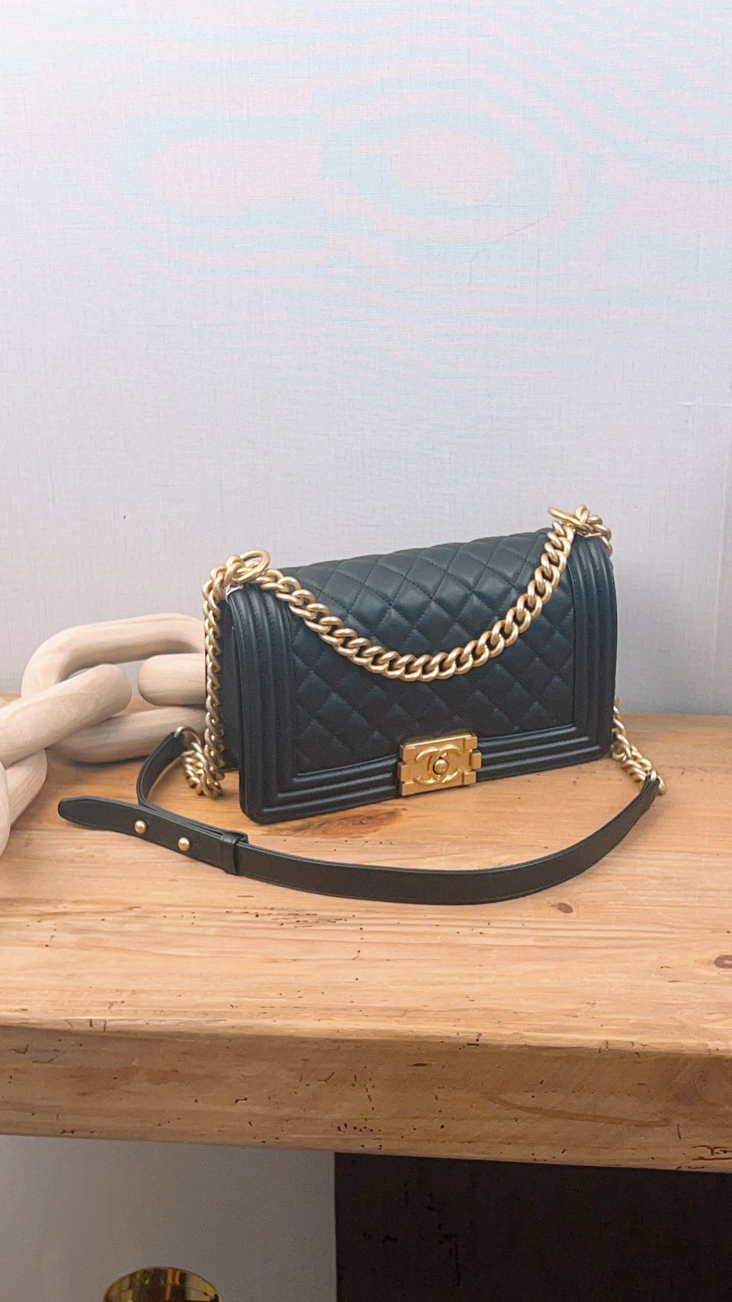 Chanel Black Old Medium Calfskin Leboy (GHW)