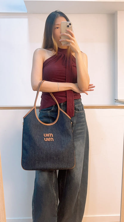 Miu Miu Blue/Brandy Denim Ivy Tote