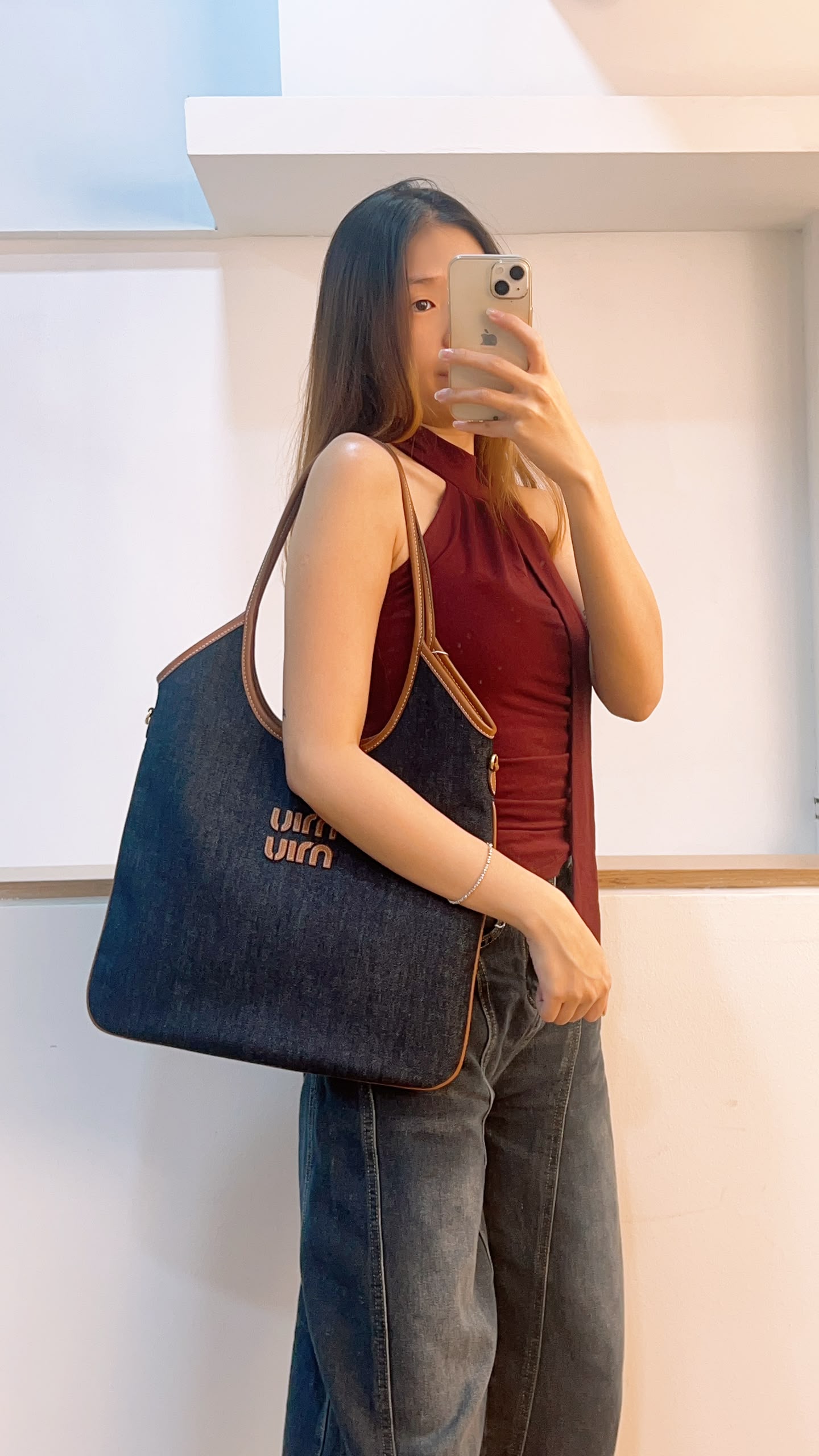 Miu Miu Blue/Brandy Denim Ivy Tote