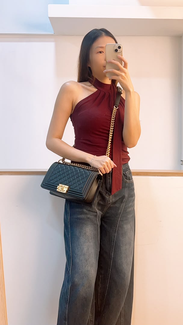 Chanel Black Old Medium Calfskin Leboy (GHW)