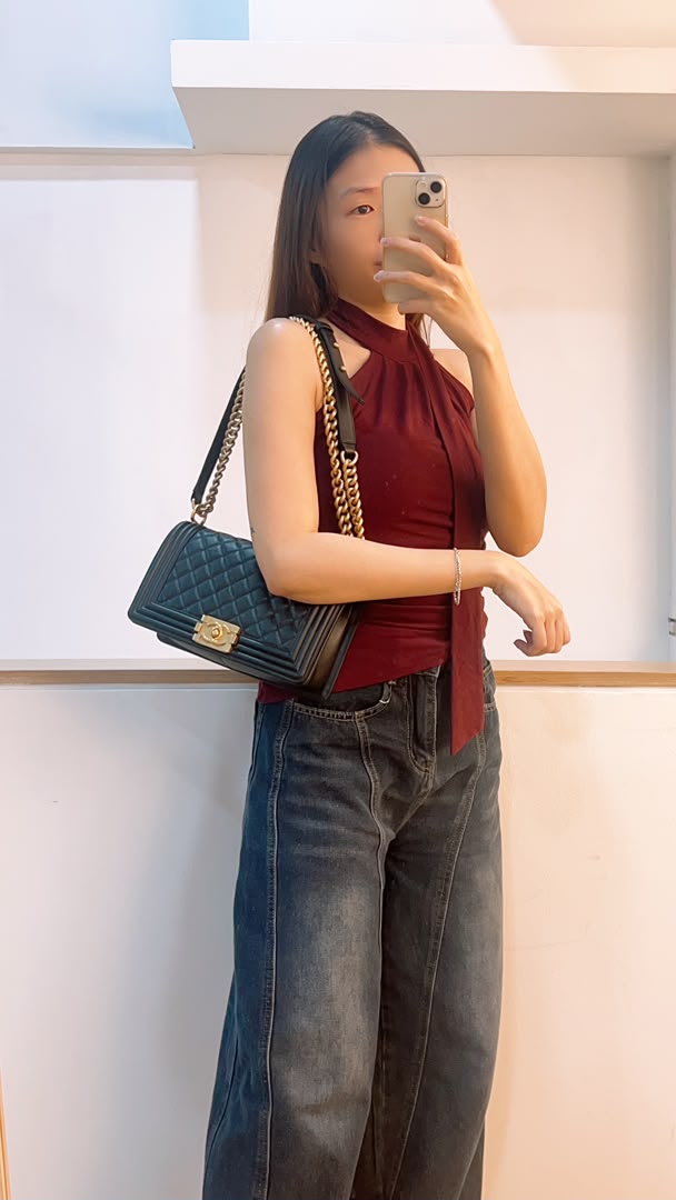 Chanel Black Old Medium Calfskin Leboy (GHW)