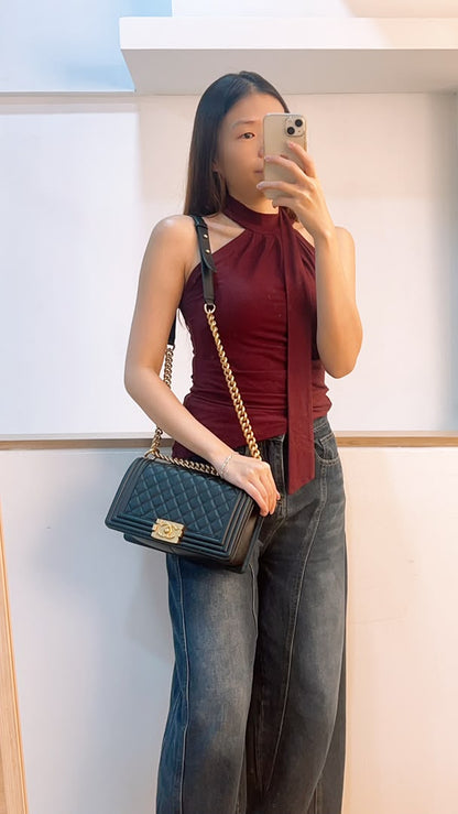 Chanel Black Old Medium Calfskin Leboy (GHW)