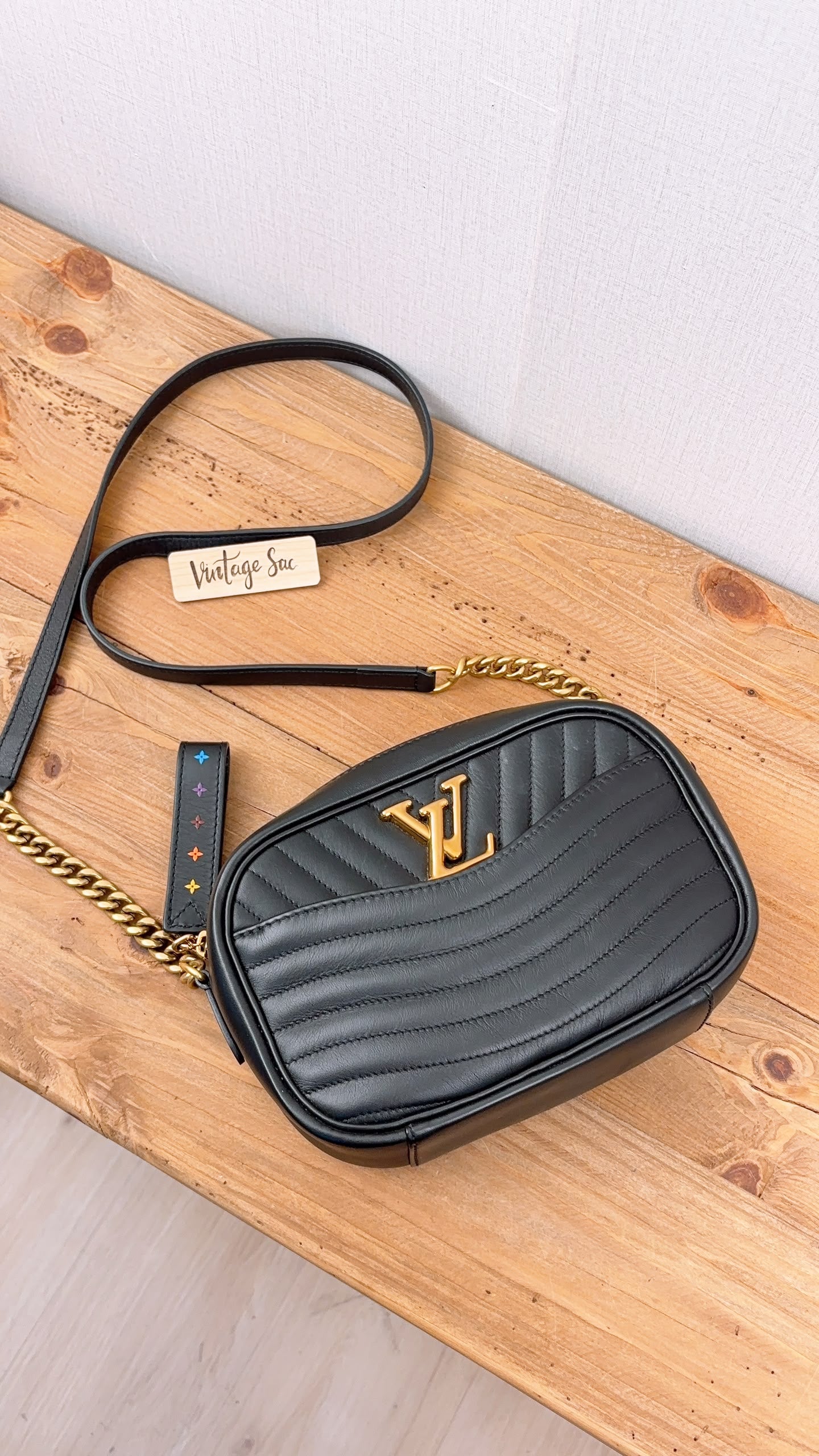 LV Black Calfskin Wave Camera Bag