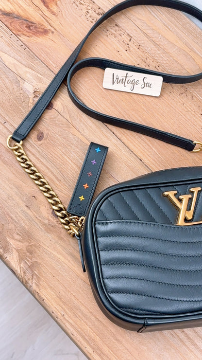 LV Black Calfskin Wave Camera Bag