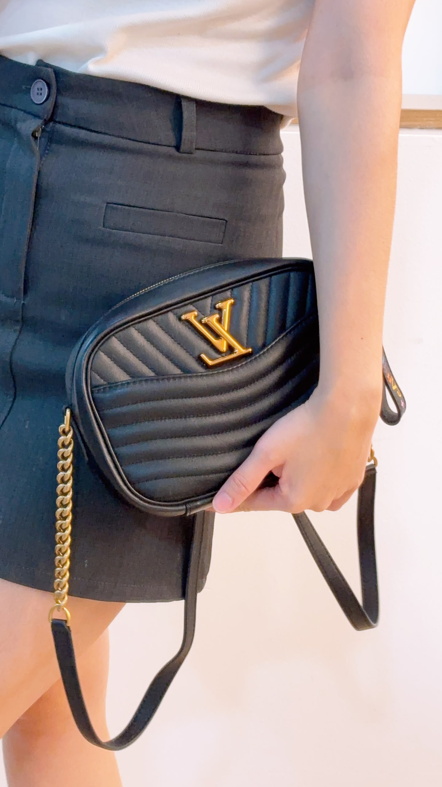 LV Black Calfskin Wave Camera Bag