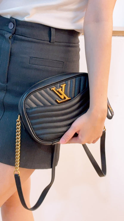 LV Black Calfskin Wave Camera Bag