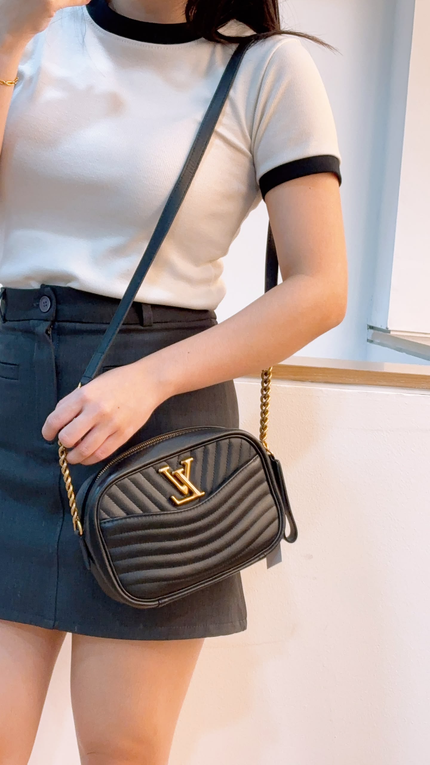 LV Black Calfskin Wave Camera Bag
