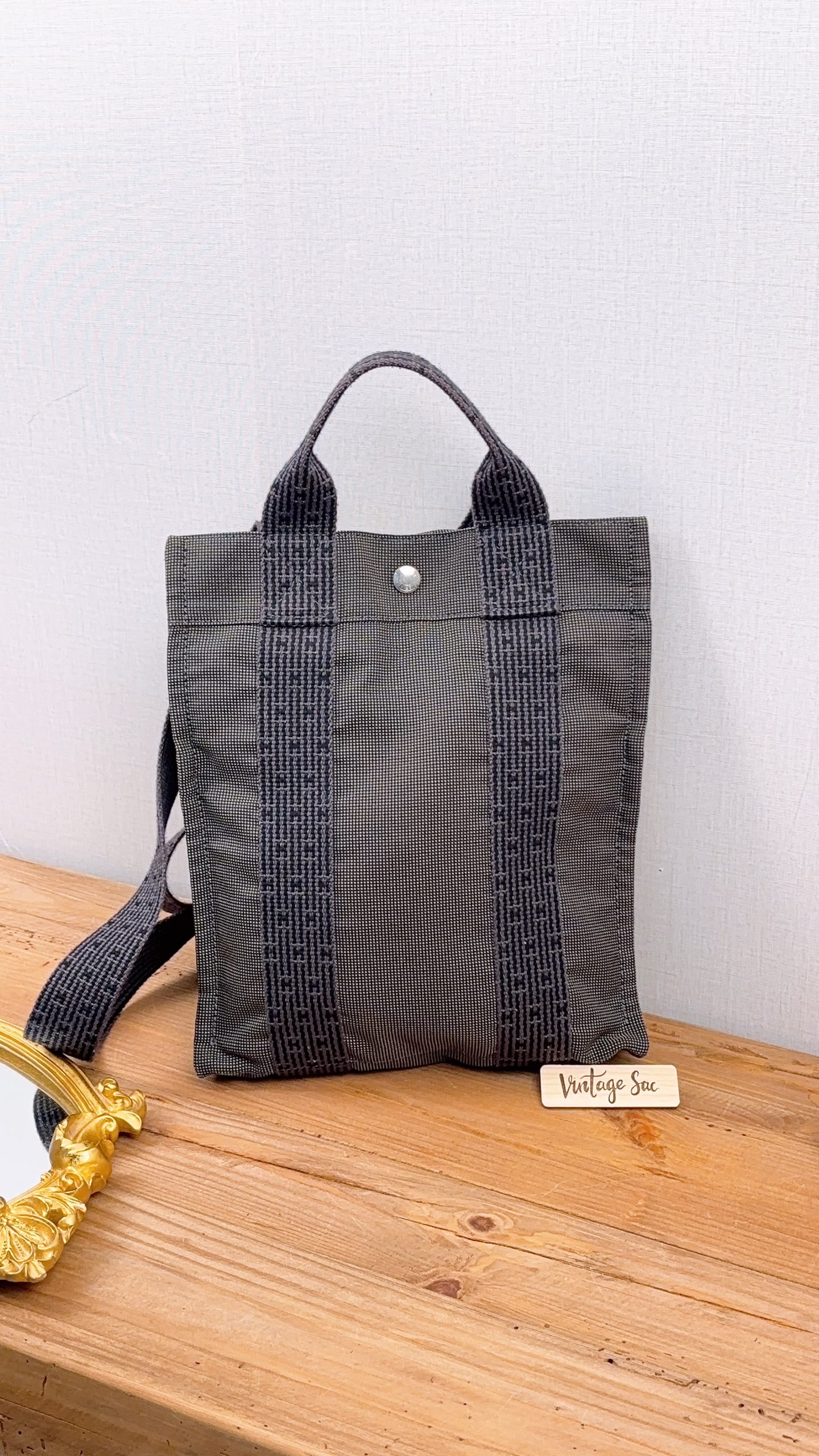 Hermes Grey Canvas Herline PM Backpack