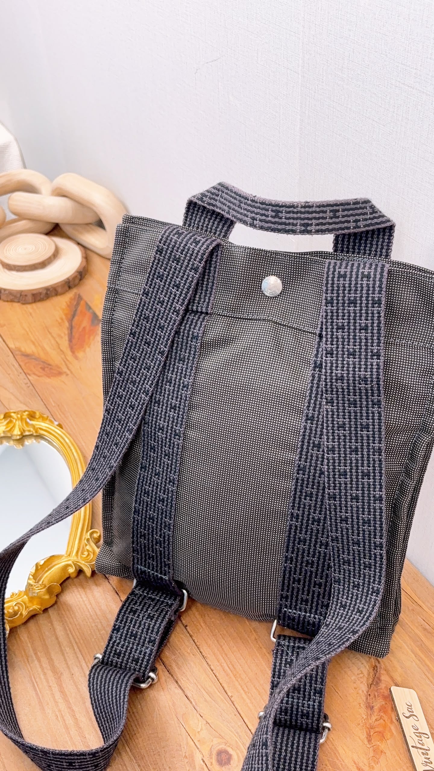 Hermes Grey Canvas Herline PM Backpack