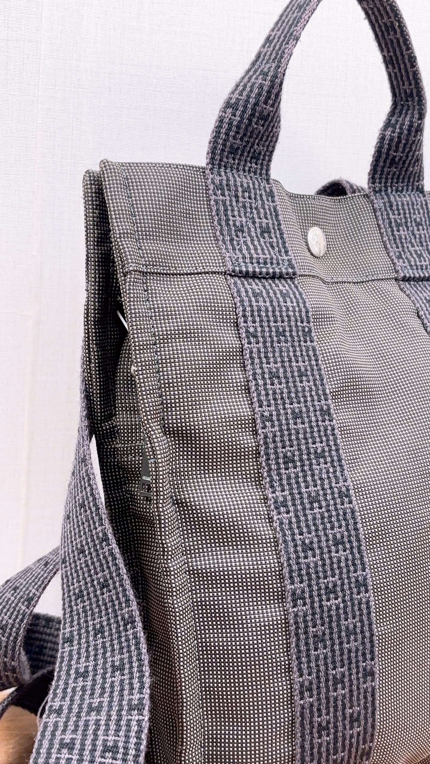 Hermes Grey Canvas Herline PM Backpack