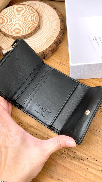 Dior Black Lambskin My Dior Hibiscus Wallet (GHW)