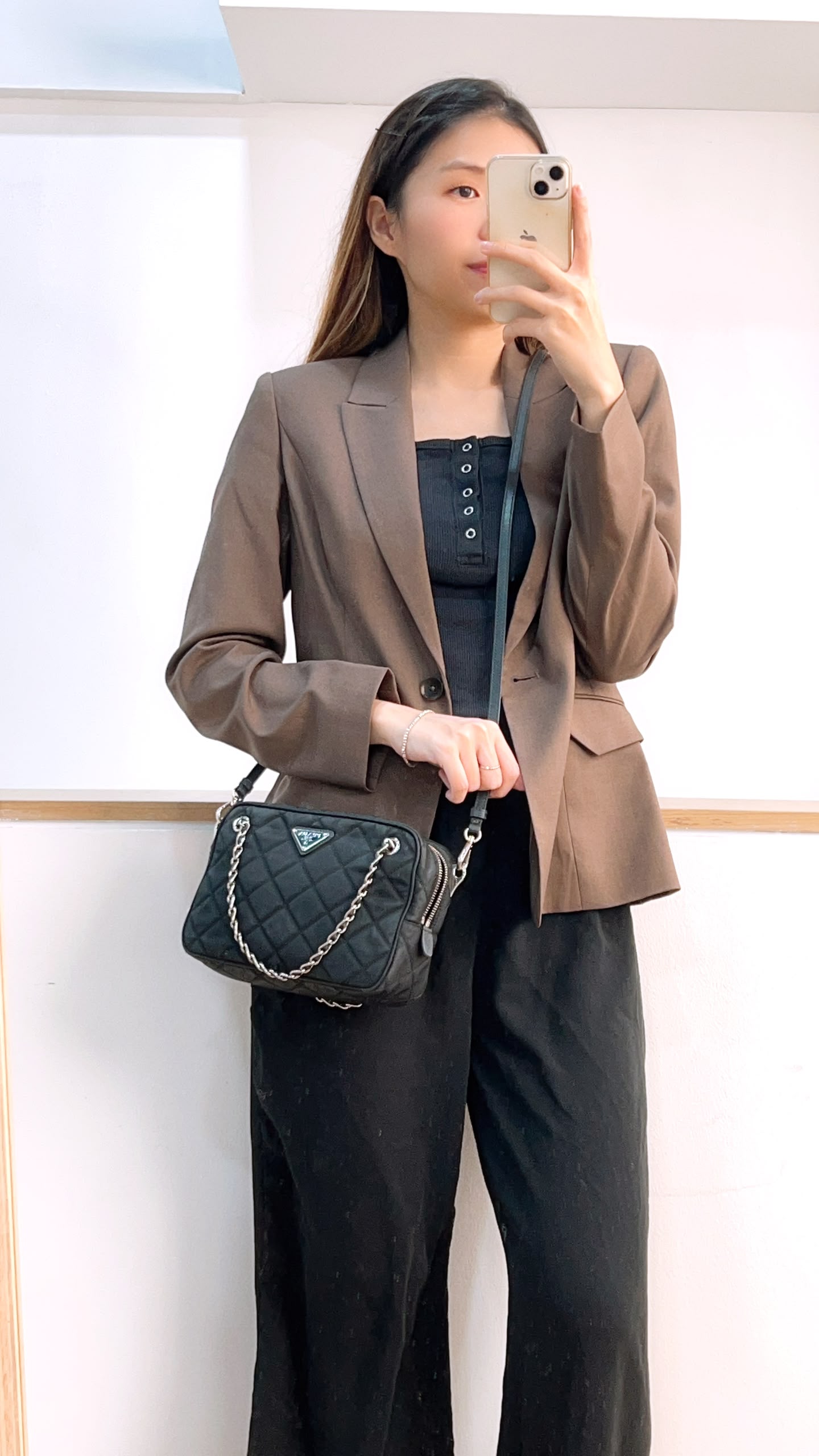 Prada Black Quilted Tessuto Nylon Bandoliera Bag