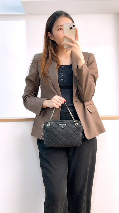 Prada Black Quilted Tessuto Nylon Bandoliera Bag