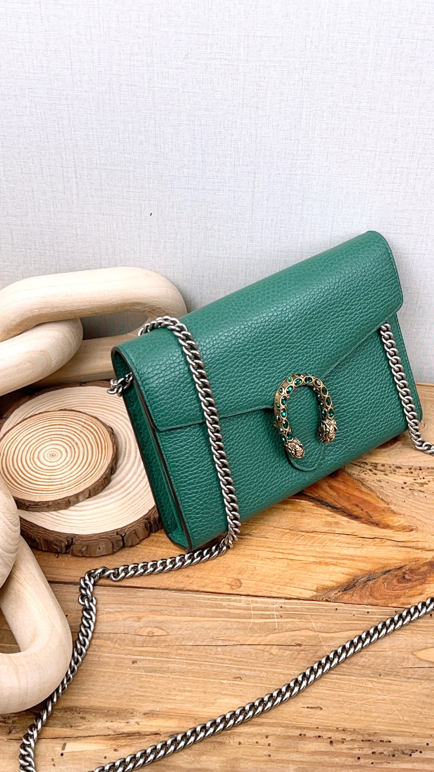 Gucci Green Calfskin Dionysus WOC