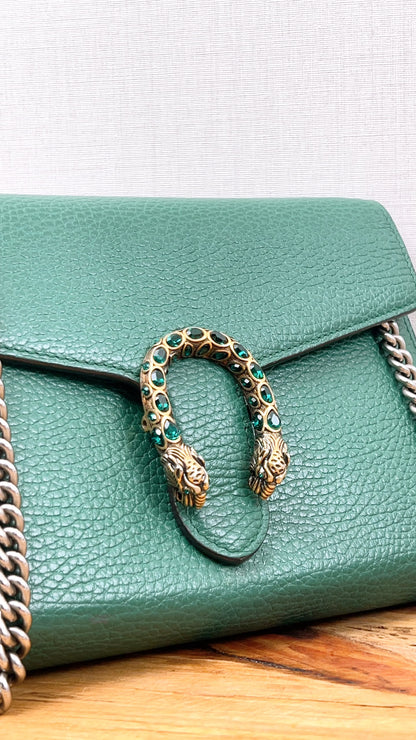 Gucci Green Calfskin Dionysus WOC