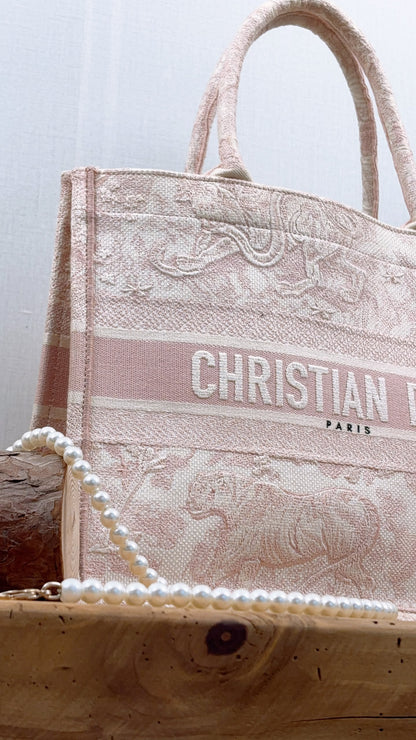 Dior Pink Toile De Jouy Embroidered Medium Book Tote
