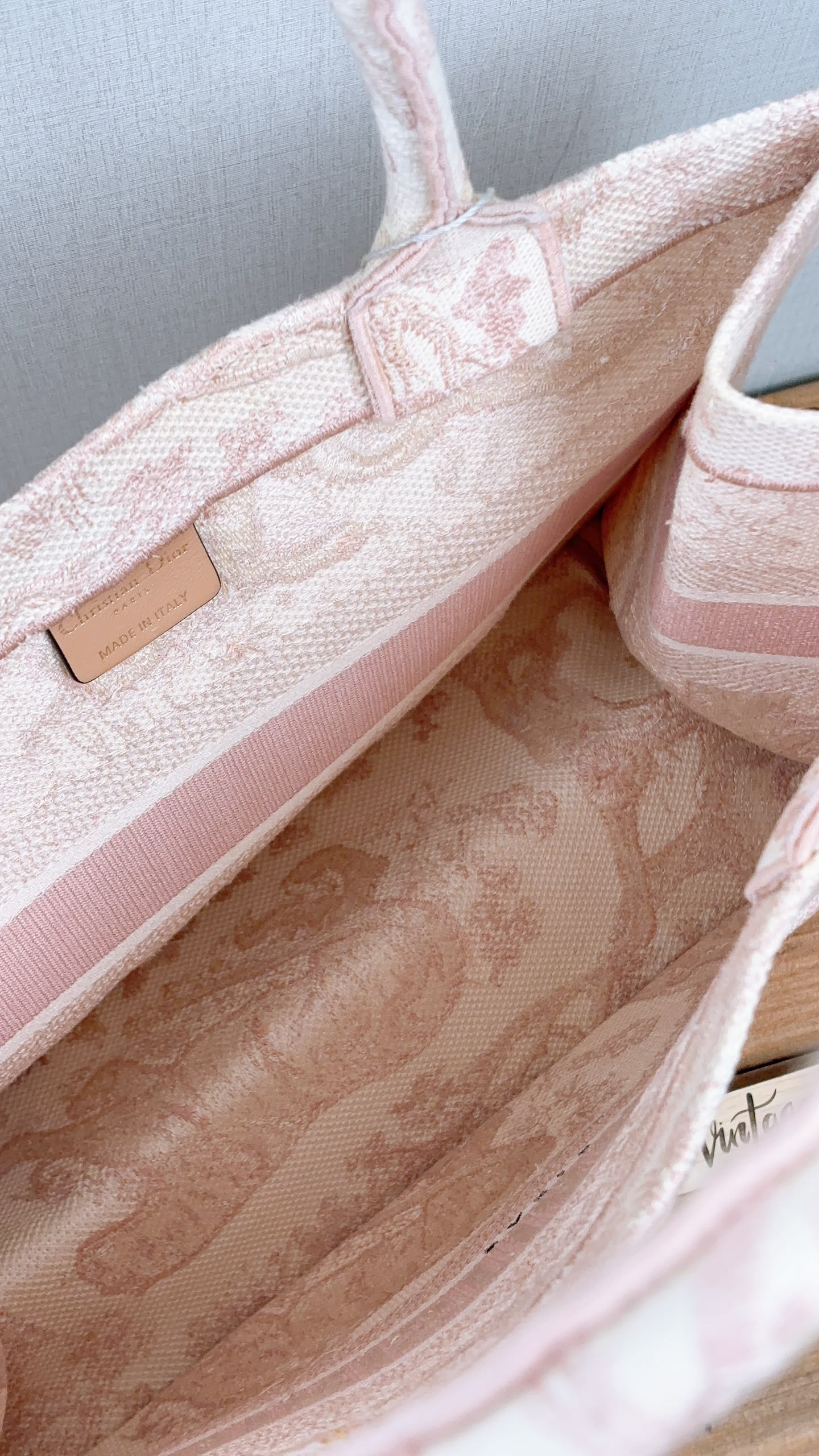 Dior Pink Toile De Jouy Embroidered Medium Book Tote