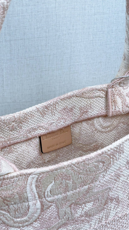 Dior Pink Toile De Jouy Embroidered Medium Book Tote