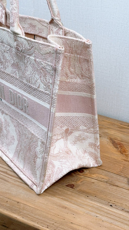 Dior Pink Toile De Jouy Embroidered Medium Book Tote