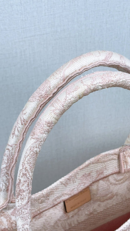 Dior Pink Toile De Jouy Embroidered Medium Book Tote