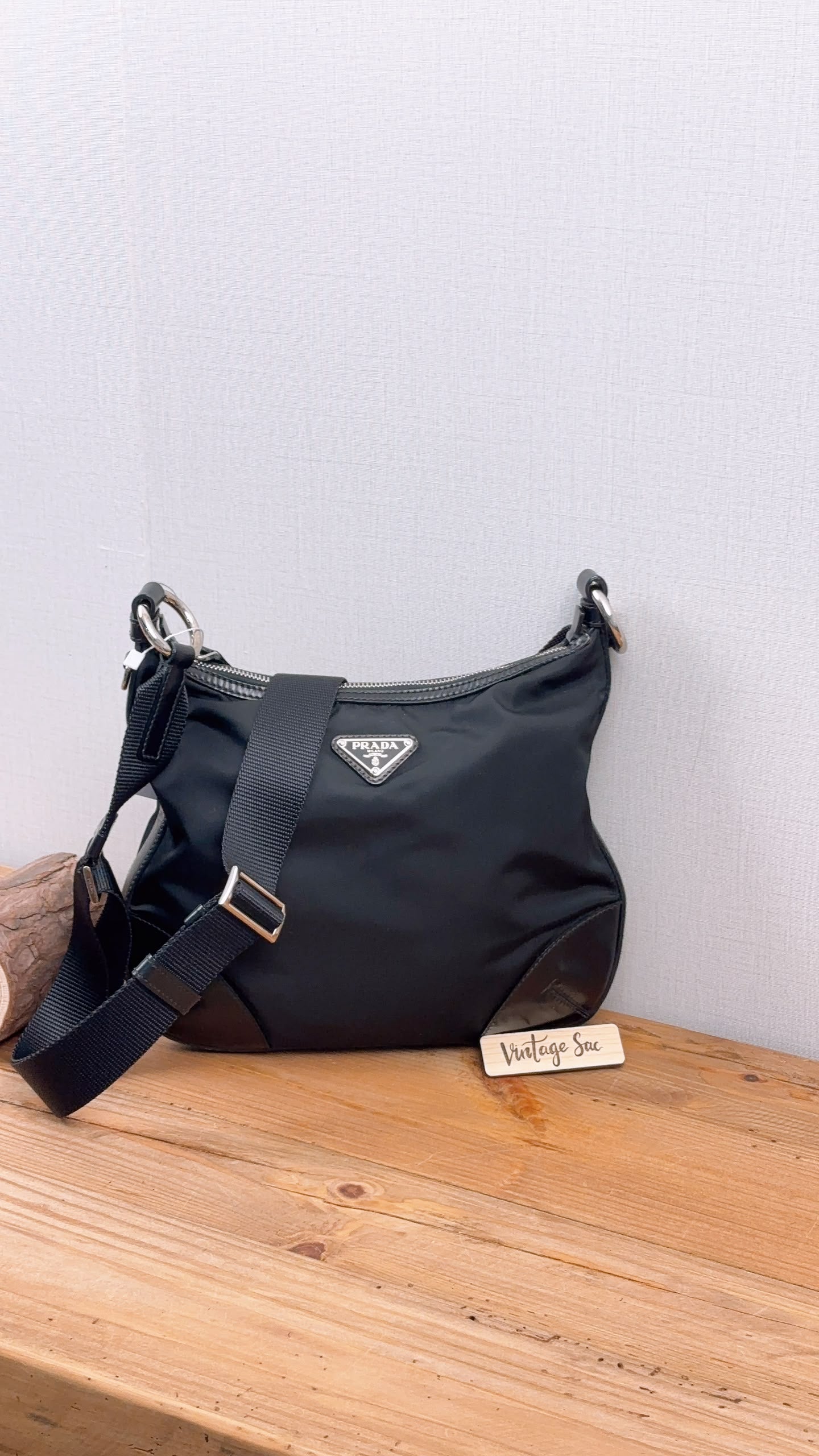 Prada Black Nylon Besace Messenger Bag