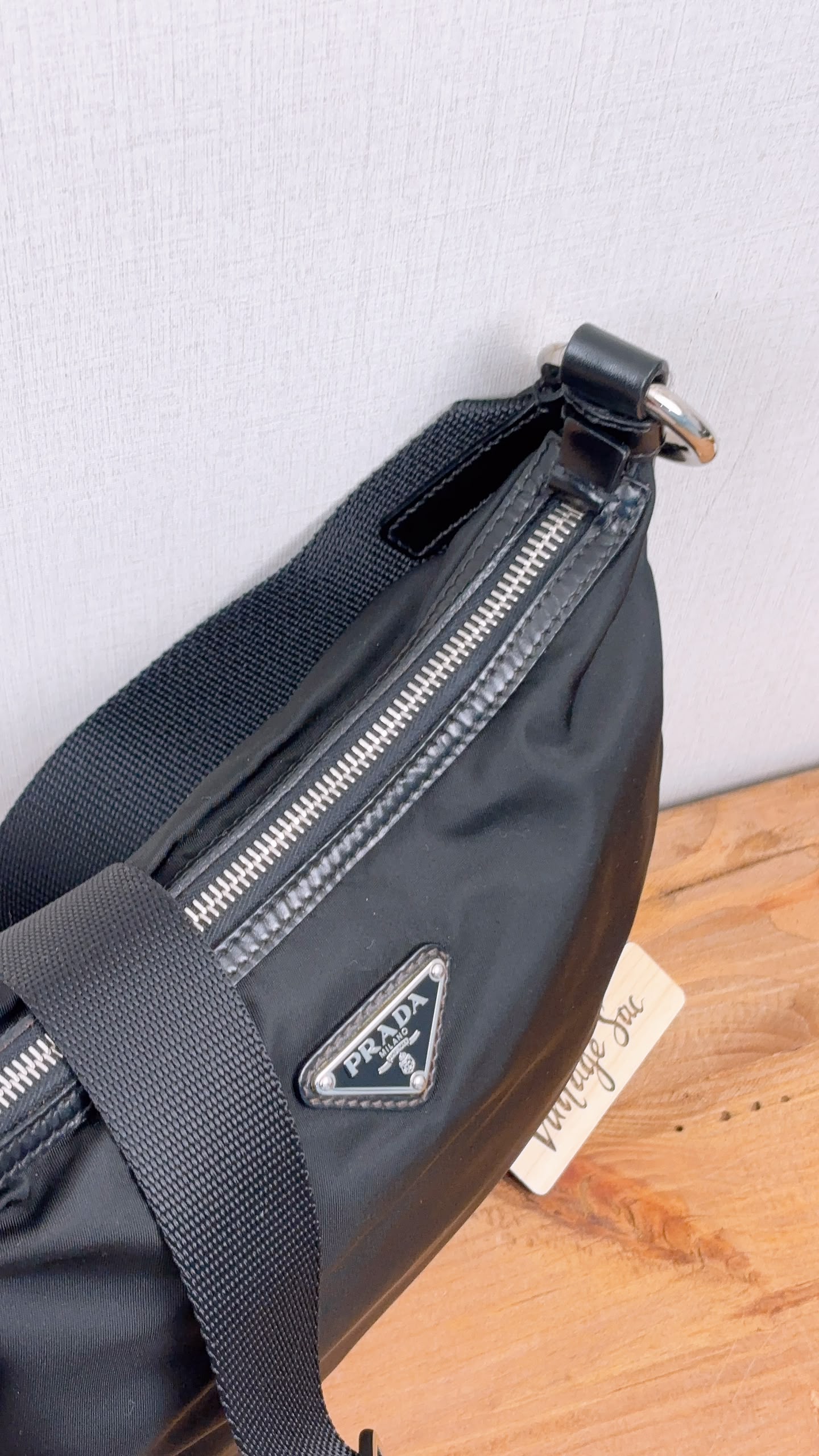 Prada Black Nylon Besace Messenger Bag