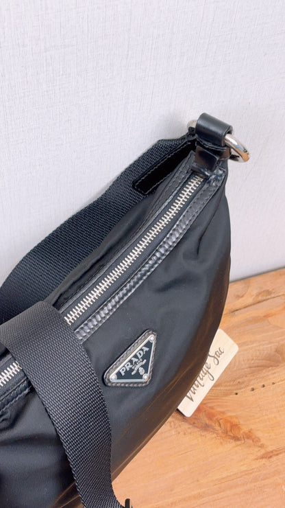 Prada Black Nylon Besace Messenger Bag