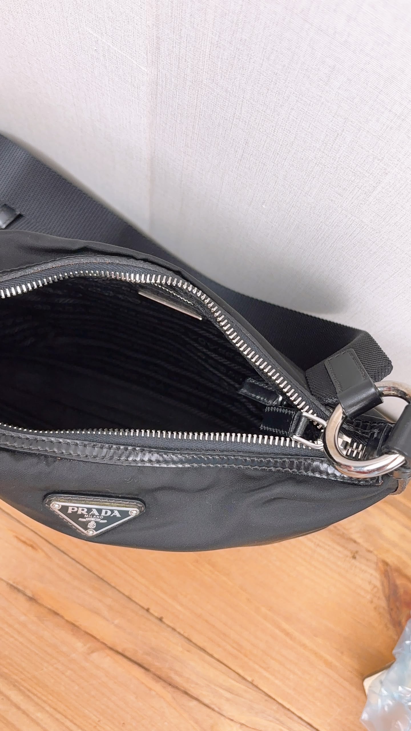 Prada Black Nylon Besace Messenger Bag