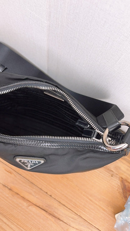Prada Black Nylon Besace Messenger Bag