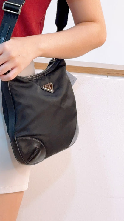 Prada Black Nylon Besace Messenger Bag