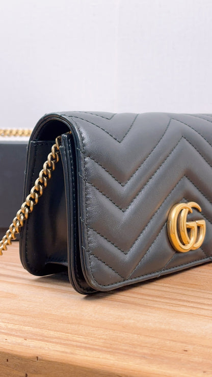 Gucci Black Marmont Mini Chain Wallet