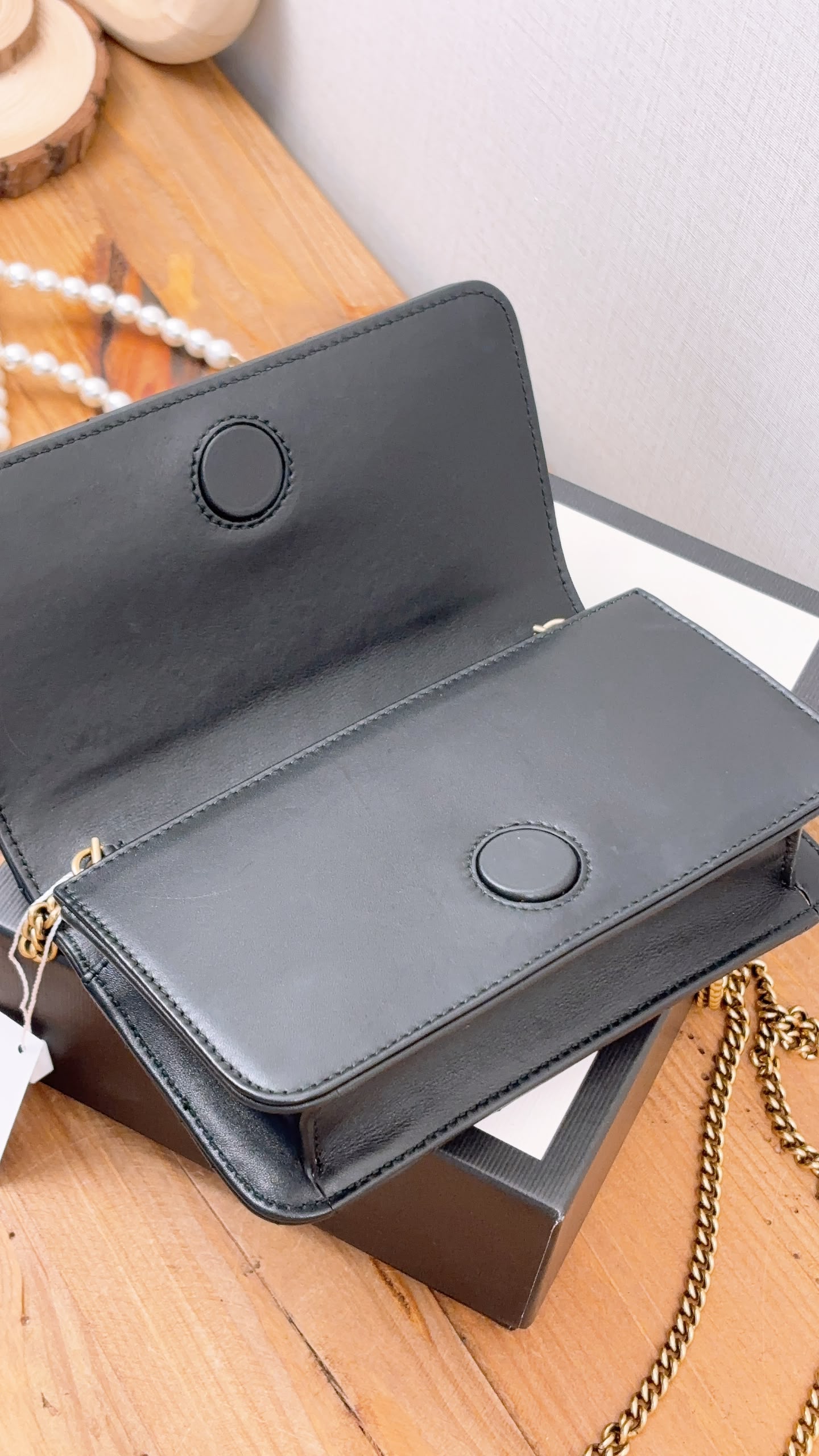 Gucci Black Marmont Mini Chain Wallet