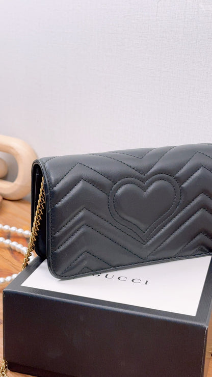 Gucci Black Marmont Mini Chain Wallet