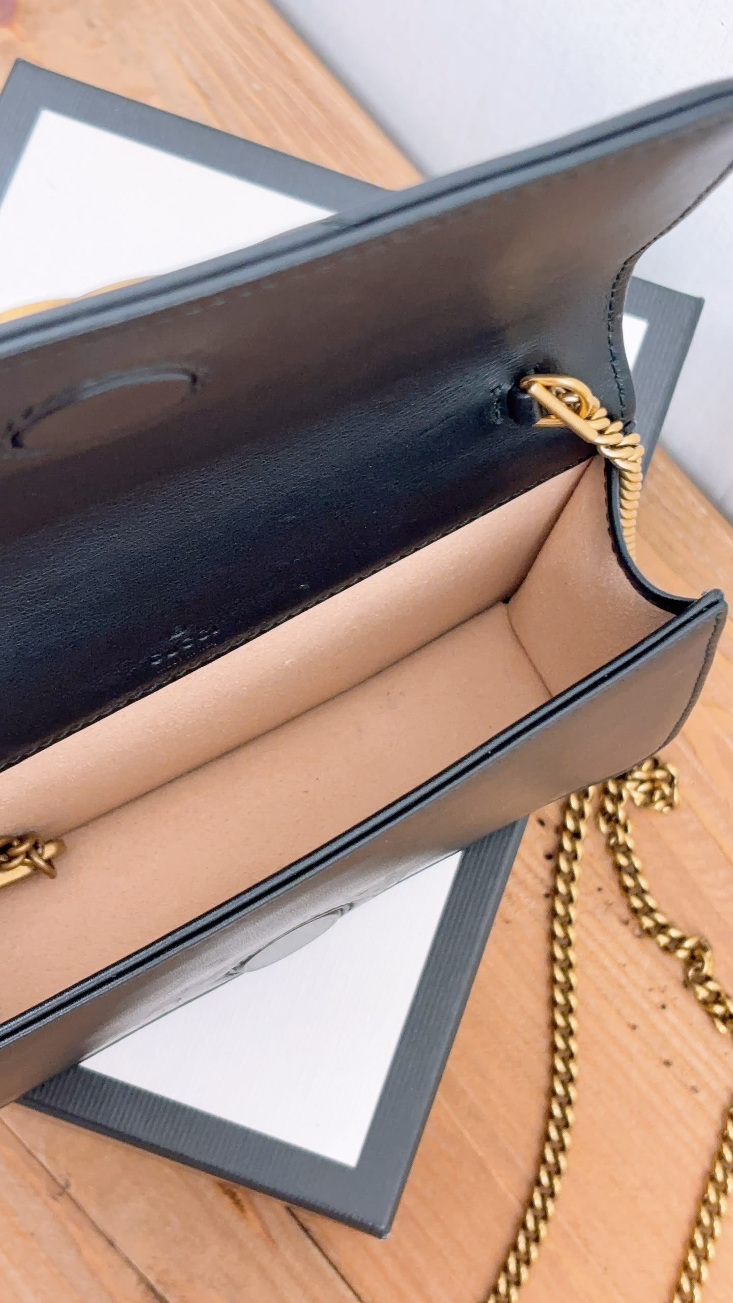 Gucci Black Marmont Mini Chain Wallet