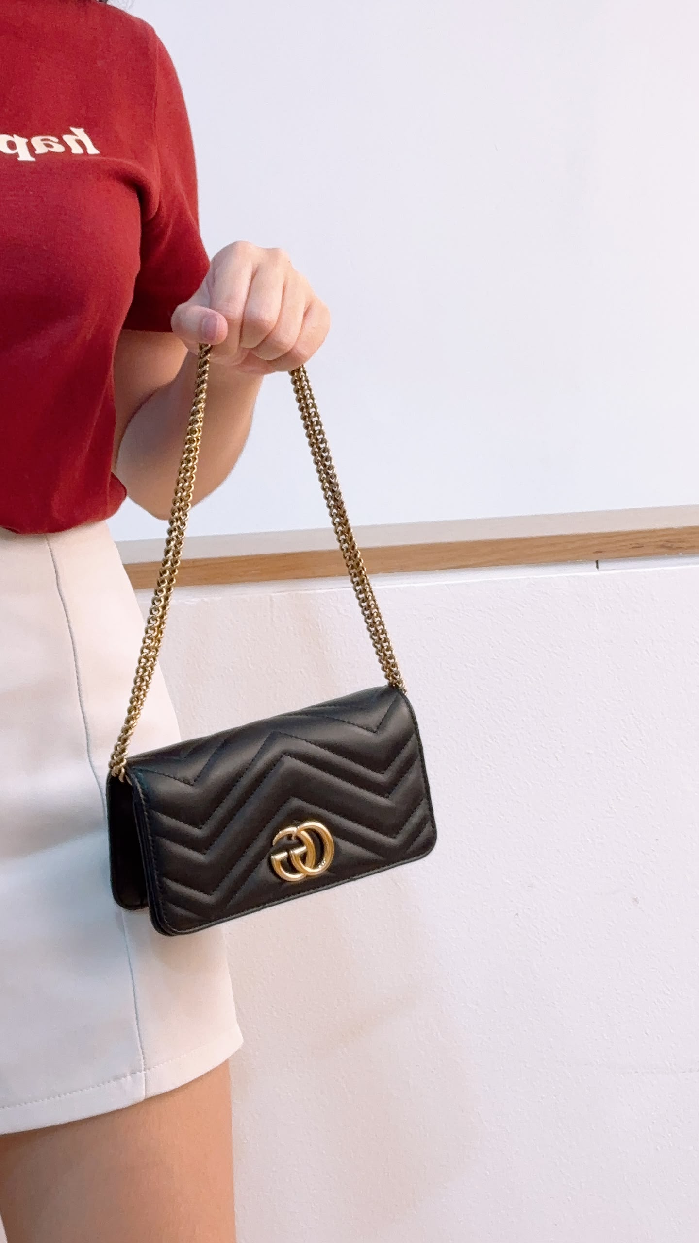 Gucci Black Marmont Mini Chain Wallet