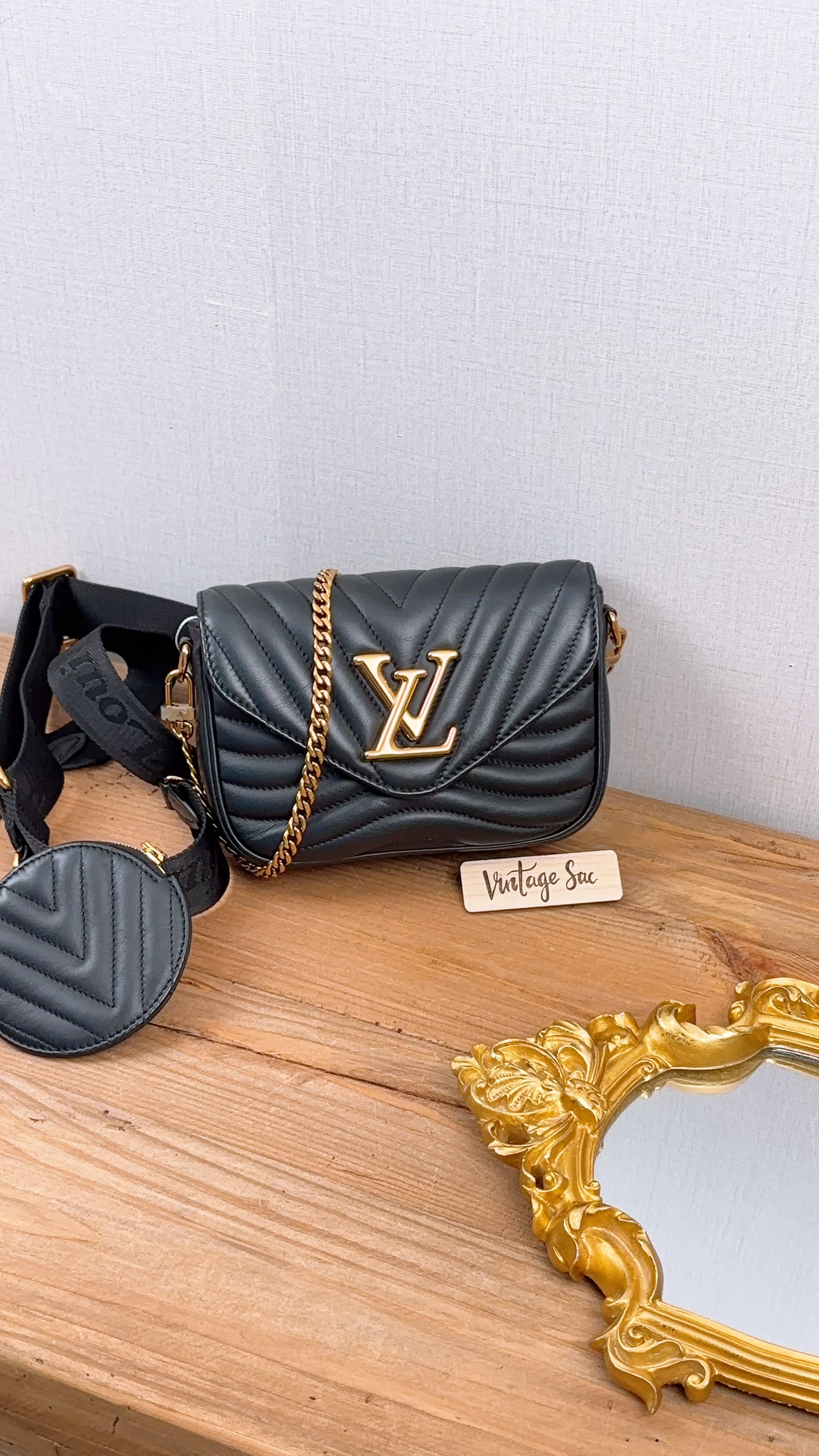LV Black Calfskin New Wave Multi Pochette