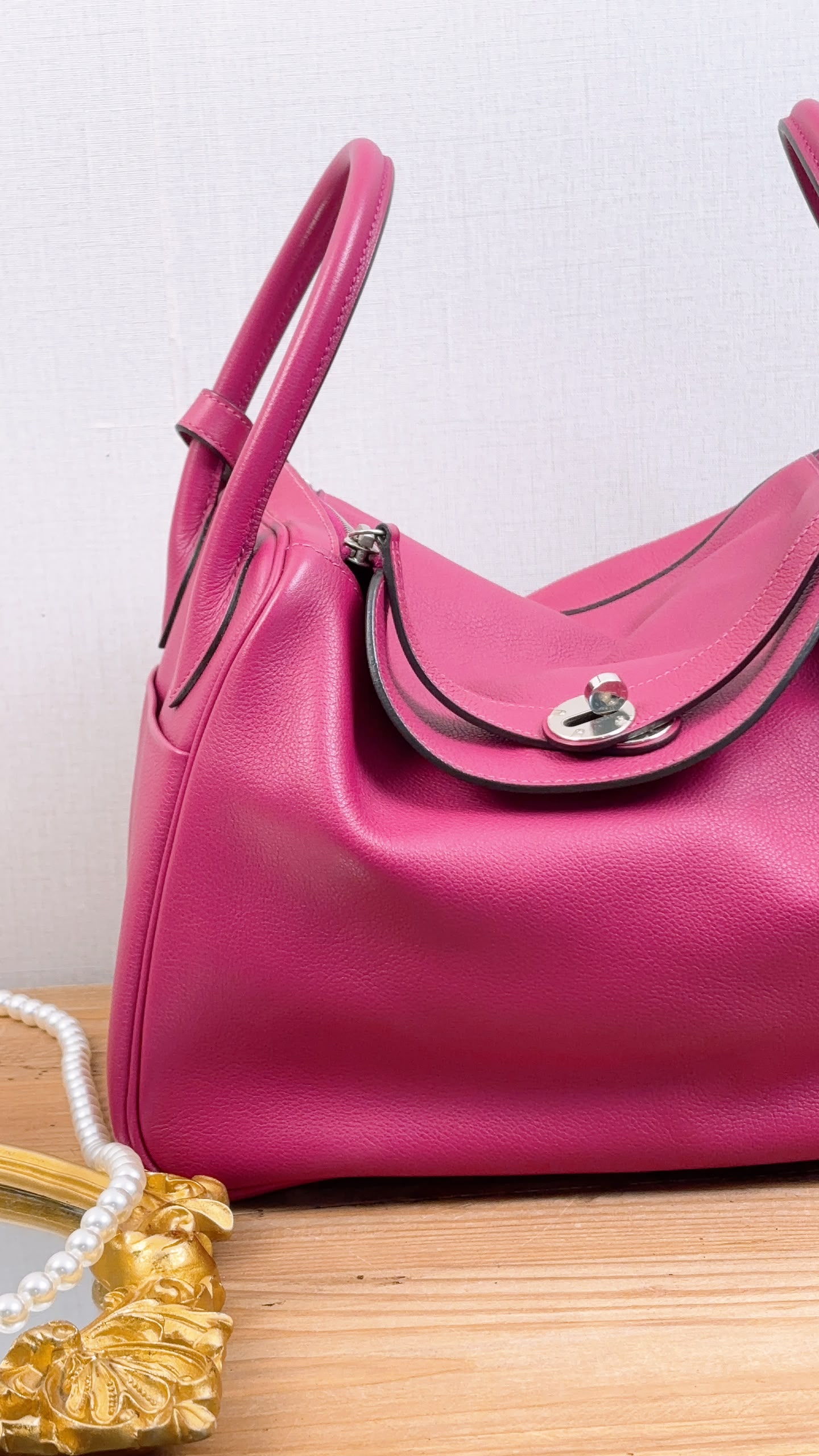 Hermes Rose Pourpre Evercolour Lindy 30 (PHW)