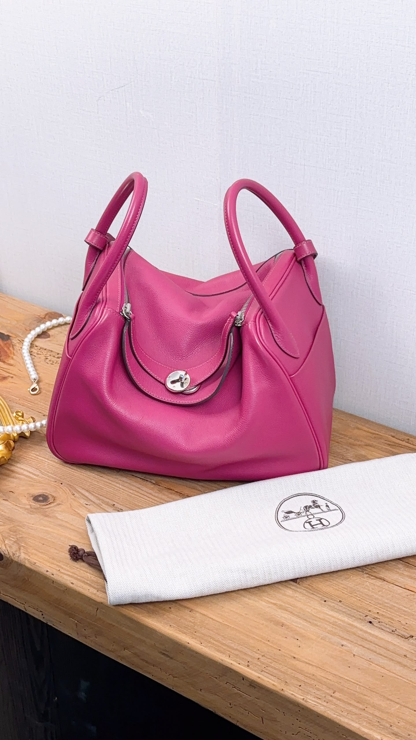 Hermes Rose Pourpre Evercolour Lindy 30 (PHW)