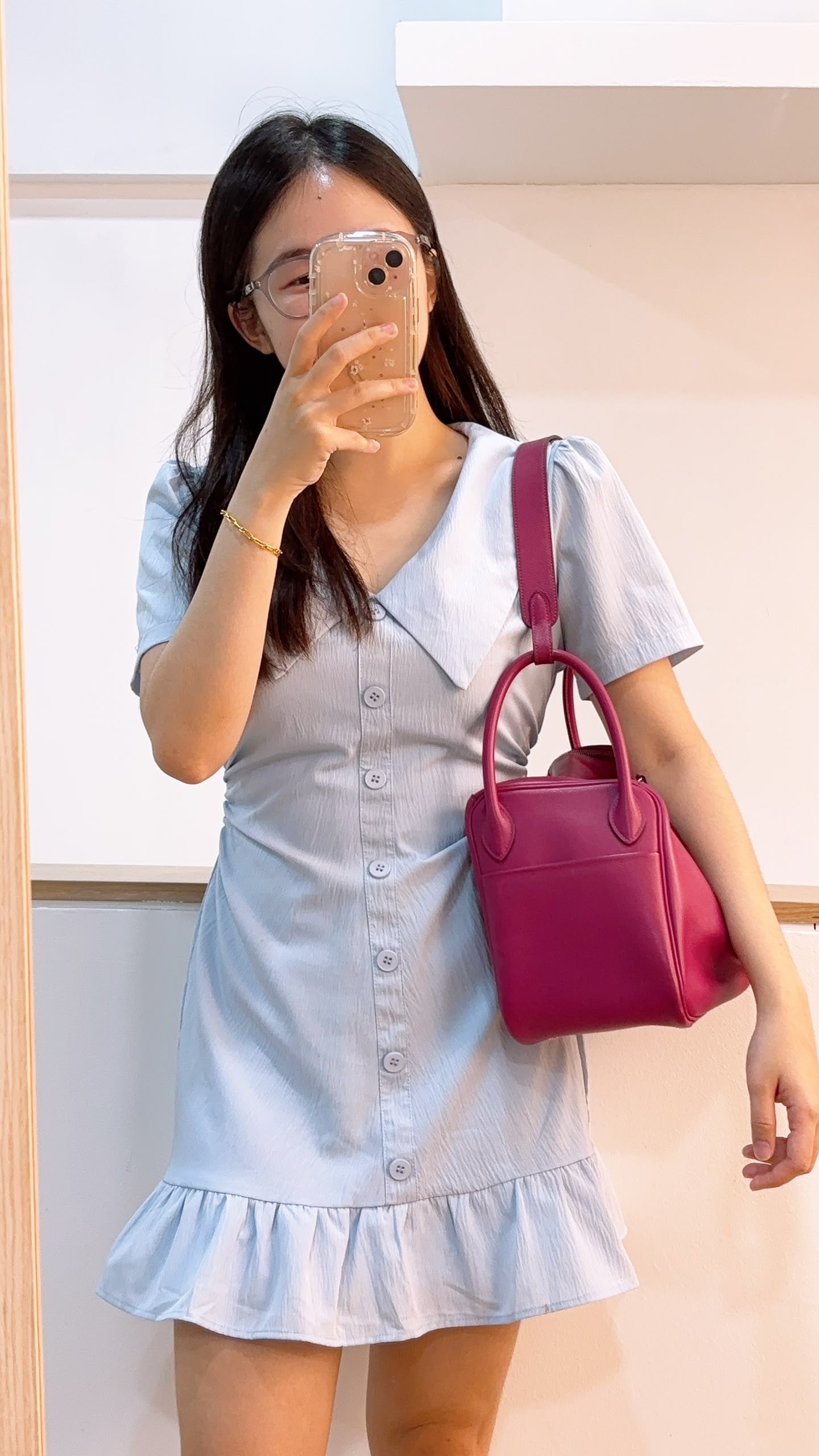 Hermes Rose Pourpre Evercolour Lindy 30 (PHW)