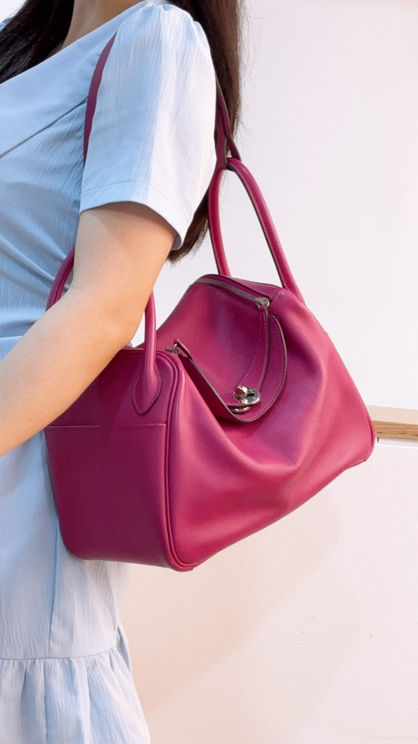 Hermes Rose Pourpre Evercolour Lindy 30 (PHW)
