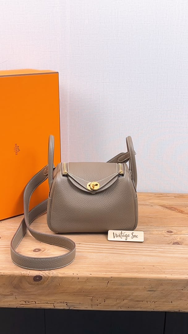 Hermes Etoupe Mini Lindy (GHW)