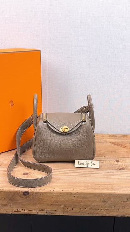 Hermes Etoupe Mini Lindy (GHW)