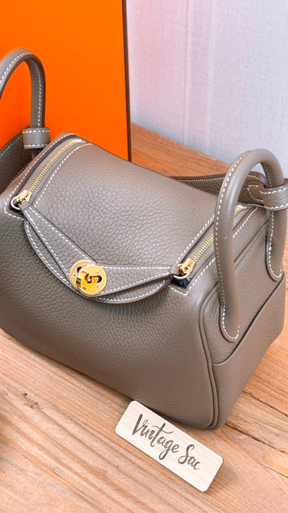 Hermes Etoupe Mini Lindy (GHW)