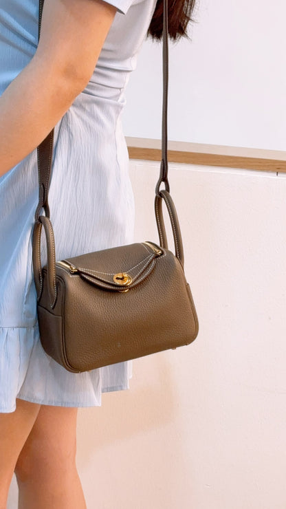 Hermes Etoupe Mini Lindy (GHW)