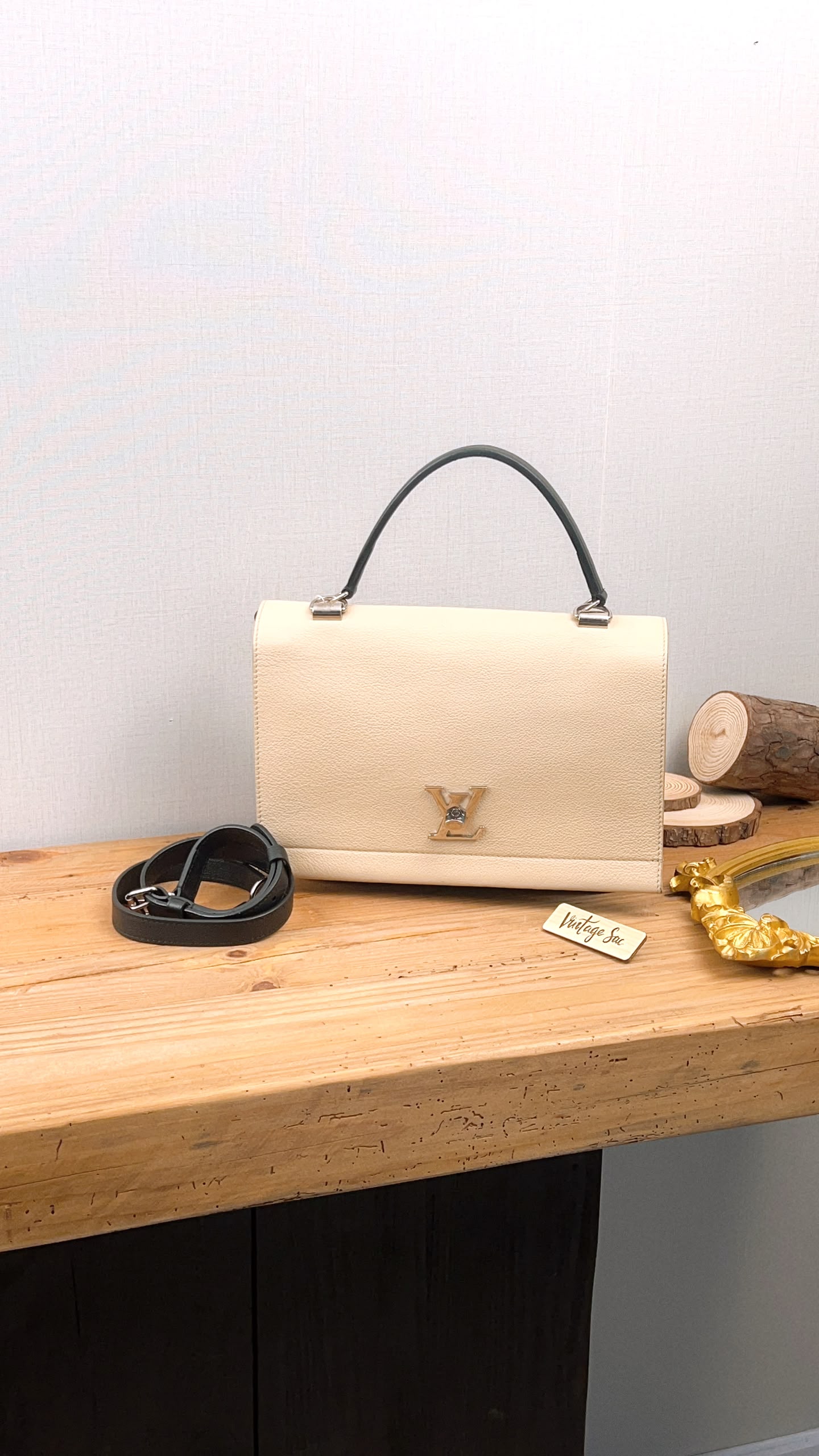 LV Beige/Black Calfskin Lockme II Bag (SHW)
