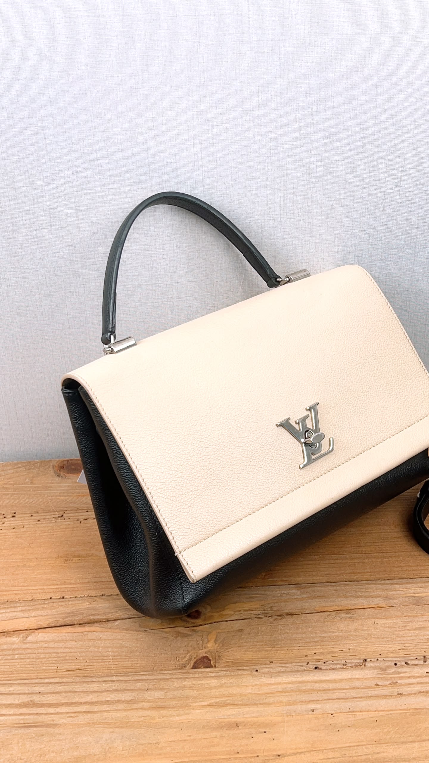 LV Beige/Black Calfskin Lockme II Bag (SHW)