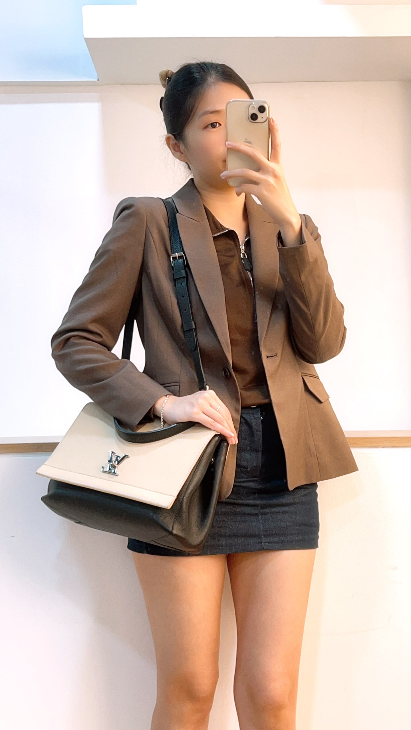 LV Beige/Black Calfskin Lockme II Bag (SHW)