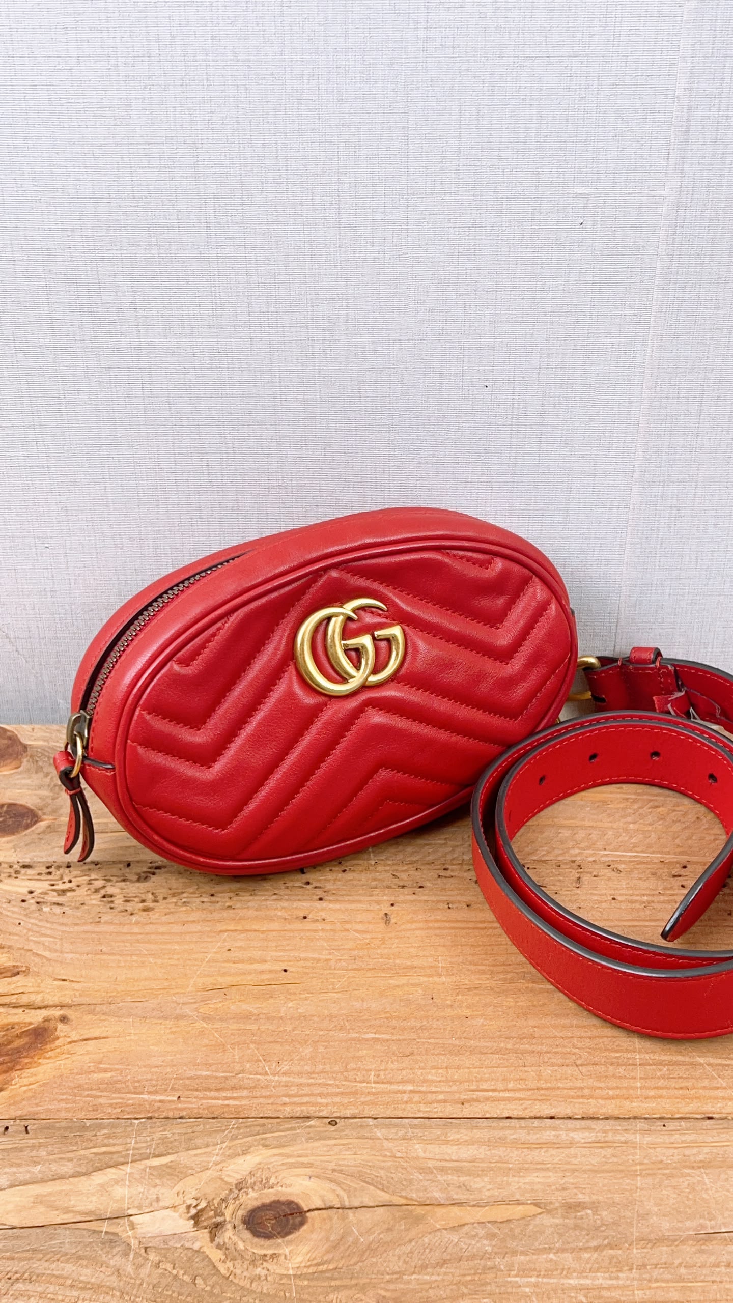 Gucci Red Marmont Belt Bag (GHW)