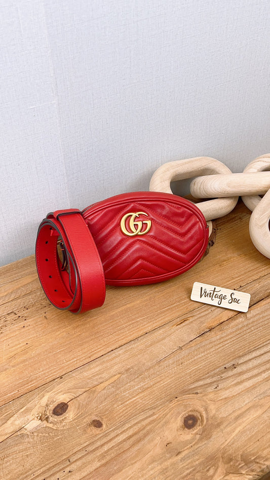 Gucci Red Marmont Belt Bag (GHW)