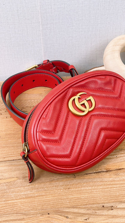 Gucci Red Marmont Belt Bag (GHW)